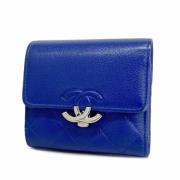 Pre-owned Leather wallets Chanel Vintage , Blue , Dames