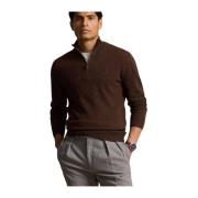 Bruine Polo Half Zip Lange Mouw Pullover Sweater Ralph Lauren , Brown ...