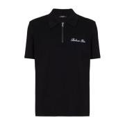 Geborduurd Rits Poloshirt Balmain , Black , Heren