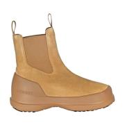 Suède Chelsea Boot Elastische Banden Logo Moon Boot , Beige , Dames