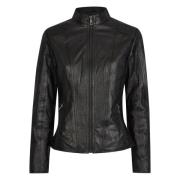 Klassieke leren jas met opstaande kraag Bugatti , Black , Dames