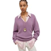 V-hals Gebreide Top Marella , Purple , Dames