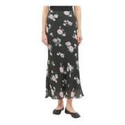 Bloemen Maxi Rok Ganni , Black , Dames