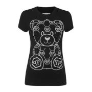 Stijlvol Grafisch T-shirt Philipp Plein , Black , Dames