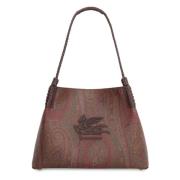 Paisley Jacquard Tote met Leren Details Etro , Brown , Dames