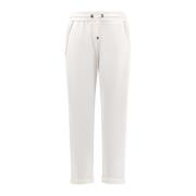 Zijden Katoenen Broek met Monili Applicatie Brunello Cucinelli , White...