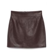 Bruine Lamsskin Mini Rok IRO , Brown , Dames