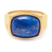 Gold Signet Ring with Blue Lapis Nialaya , Blue , Heren