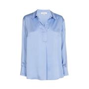 Blauwe V-hals Polo Kraag Blouse Tuniek Marie Méro , Blue , Dames