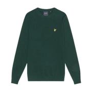 Klassieke Lamswol Ronde Hals Trui Lyle & Scott , Green , Heren