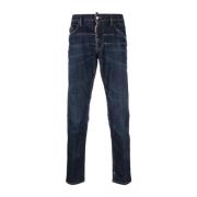 Blauwe Denim Jeans met Gebleekt Effect Dsquared2 , Blue , Heren