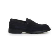 Blauwe Suède Rubberen Zool Loafer Doucal's , Blue , Heren