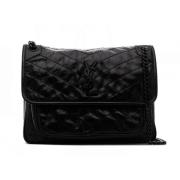 Zwarte Chain Strap Tas met Y Quilting Saint Laurent , Black , Dames