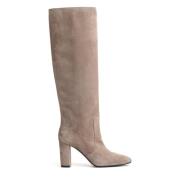 Suède kniehoge laarzen 80mm hak Via Roma 15 , Beige , Dames