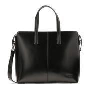 Zwarte leren zakelijke stijl handtas Kazar , Black , Dames