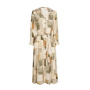 Beige Grafische Print Lange Mouw Jurk Marie Méro , Beige , Dames