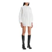 Witte Poplin Blouse met Luchtige Inzetstukken Sacai , White , Dames