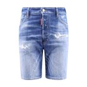 Denim Bermuda Shorts met Logo Knopen Dsquared2 , Blue , Heren