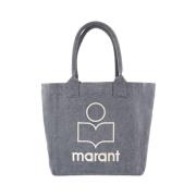 Zwarte Katoenen Shopper Tas met Bovenhandvatten Isabel Marant , Black ...