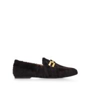 Furry Espresso Mocassins Aquazzura , Black , Dames