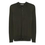 Wollen Polo Shirt 3-Knoop Made in Italy Corneliani , Green , Heren