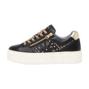 Luxe Sneaker met Metallic Platform Sole Nerogiardini , Black , Dames