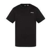 Zwart Katoen Logo T-shirt Schott NYC , Black , Heren