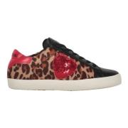 Leopard Print Sequin Sneakers Love Moschino , Multicolor , Dames