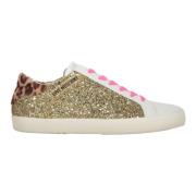 Glitter Low-Top Sneakers met Leren Inzetstukken Love Moschino , Multic...