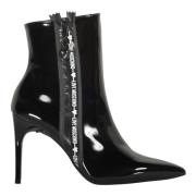 Puntige Neus Stiletto Hak Leren Laarzen Love Moschino , Black , Dames