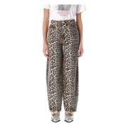 Leopard Denim Starry Jeans Ganni , Multicolor , Dames