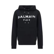 Zwarte Print Hoodie Balmain , Black , Heren