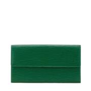 Pre-owned Leather wallets Louis Vuitton Vintage , Green , Dames