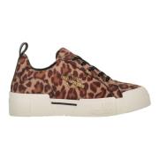 Dierenprint Lage Sneakers Love Moschino , Brown , Dames