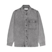 Denim Klassieke Overhemd met Lange Mouwen Samsøe Samsøe , Gray , Heren