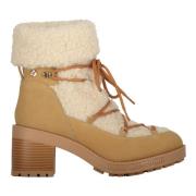 Faux Fur Blokhak Laarzen Love Moschino , Beige , Dames