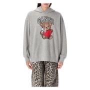 Beerprint Katoenen Hoodie Ganni , Gray , Dames