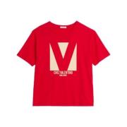 Rode Ronde Hals Korte Mouw T-shirt Valentino , Red , Heren