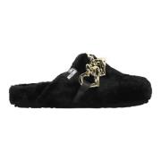 Faux Fur Slip-On Mules Love Moschino , Black , Dames