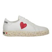 Lage leren sneakers met contrasterende inzetstukken Love Moschino , Wh...