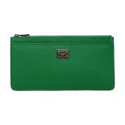 Groene leren portemonnee met logobadge Dolce & Gabbana , Green , Dames