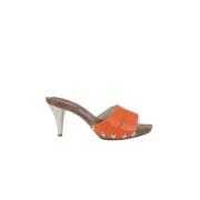 Pre-owned Leather sandals Dolce & Gabbana Pre-owned , Orange , Dames