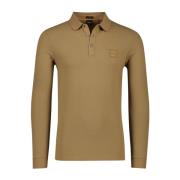 Bruine polo met lange mouwen Hugo Boss , Brown , Heren