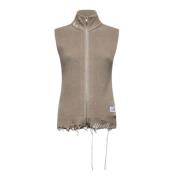 Beige gebreide vest met distressed effect MM6 Maison Margiela , Beige ...