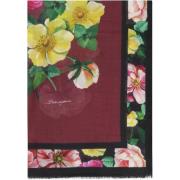 Bloemenprint Modal Kasjmierblend Sjaal Dolce & Gabbana , Red , Dames