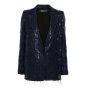 Navy Pailletten Blazer Federica Tosi , Blue , Dames