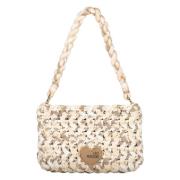 Stijlvol Gehaakte Schoudertas Love Moschino , Beige , Dames