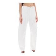 Rose Cargo Broek met Multi-Pocket Design Darkpark , White , Dames