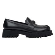 Zwarte leren pennyloafers voor dames Estro , Black , Dames