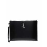 Ultra Calf Leren iPad Houder Saint Laurent , Black , Dames